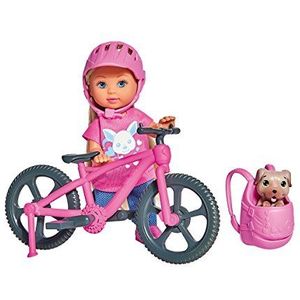 Simba 105733273 - Evi Love FerienSpaß Fietspop, pop met fiets, hond en rugzak, kleedpop, 12 cm, voor kinderen vanaf 3 jaar