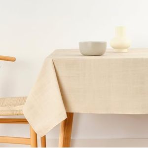 BELUM Nappe anti-taches, taille 240 x 155 cm - Nappe au toucher extra douce, couleur beige moyen, nappe 100% fabriquée en Espagne, tissu 100% coton biologique, nappe modèle uni