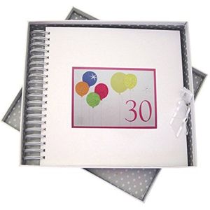 White Cotton Cards 30e verjaardag - kaart en herinneringsboek - neon glitter ballonnen