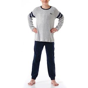 Schiesser Jongens pyjama warme kwaliteit badstof fleece interlock maat 140 tot 176, Grijs gemêleerd _ 180002