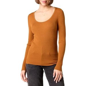 Amazon Essentials Pull à manches longues et col rond pour femme (disponible en grande taille) (anciennement rituel quotidien), caramel foncé, taille L