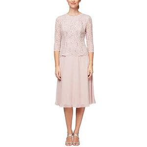 Alex Thee-lengte pailletten jurk (klein en normaal) jurk voor speciale gelegenheden dames, Roze - Shell Pink