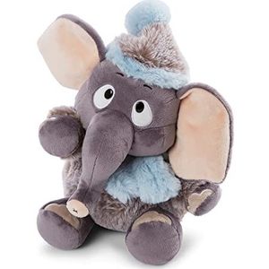 NICI 47272 25 cm - Pluche dieren voor meisjes, jongens en babydieren om te knuffelen en te spelen - knuffelige olifanten uit de wintercollectie, grijs/blauw - kindercadeaus