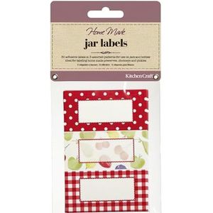KitchenCraft etiketten voor jampotten, rood, wit, 30 stuks