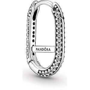 Pandora ME Pavé 299682C01 Link-oorbel van sterling zilver met kubische zirkonia, compatibel met Pandora ME-armbanden, hoogte: 17 mm, 17mm, Sterling zilver, Zirkonia