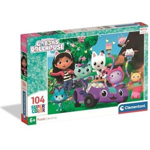 Clementoni - Gabby'S Dollhouse Kinderpuzzel 104-delig, gemaakt in Italië, 25034