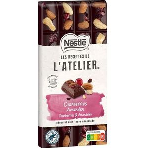 Nestlé Les Recepten de L'Atelier - pure chocolade, cranberries, amandelen - tablet van 170 g