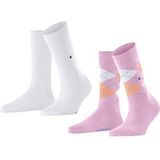 Burlington Everyday Mix W So Set van 2 paar katoenen sokken met patroon voor dames (2 stuks), Roze (Sporty Rose 8393)