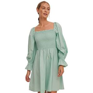 NA-KD Balloon Sleeve Smocked Dress vrijetijdsjurk dames, Turkoois