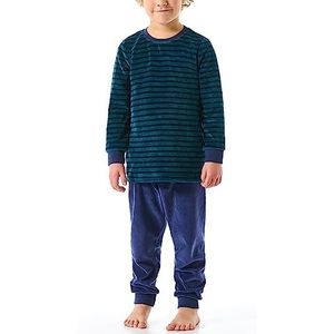 Schiesser Warme badstof pyjamaset - fleece - interlock - maat 92 tot 140 jongens pijamaset (1 stuk), Donkergroen_180019