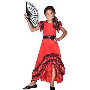 Amscan - Spaans flamenco-kostuum voor meisjes van 3 tot 14 jaar, meerkleurig, 4 - 6 jaar, Meerkleurig