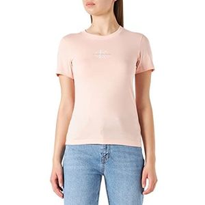 Calvin Klein Monogram T-shirt voor dames Logo Slim Fit Tee, Roze Blush
