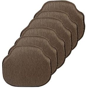 Klear Vu Gripper Omega Windsor Set van 6 antislip stoelkussens met antislip zitkussen voor eetkamer, keuken en kantoor, 40,6 x 38,1 cm, kastanje