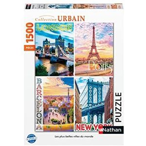 Nathan 87295 Puzzel 1500 stukjes, de mooiste steden ter wereld, volwassenen en kinderen vanaf 14 jaar, premium puzzel, Urban Collection