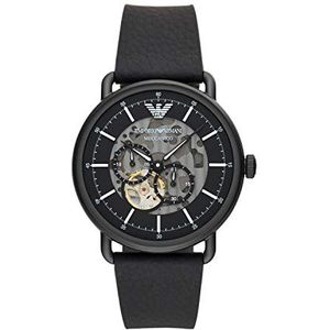 Emporio Armani Multifunctioneel automatisch horloge, roestvrij staal, behuizingsmaat 43 mm, voor heren, grijs., armband