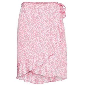 Vero Moda Vmhenna Wrap Short Skirt GA Noos wikkelrok voor dames, Geraniumroos/Aop: Vic Aop Mini Henna