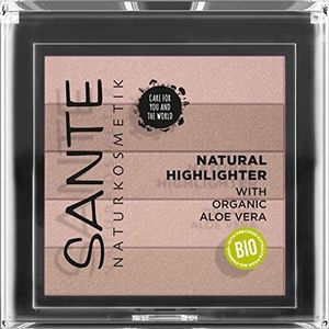 SANTE Naturkosmetik Natural Highlighter 01 Nude Bronzer met glanspigmenten, die het licht voor stralende reflecties, natuurlijke glans met waardevolle biologische extracten en macadamia-olie, veganistisch, 7 g