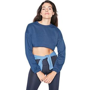 Trendyol Sweatshirt Slim Uni Ronde Hals Trainingspak Dames Indigo, XS, Indigo