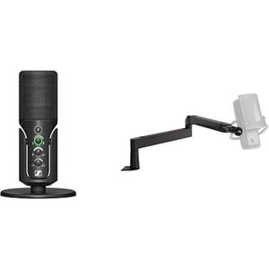 Sennheiser Micro-USB-profiel met standaard, plug-and-play-design, 1,2 m USB-C kabel, zwart & Elgato Wave Mic Arm LP, compacte hoogwaardige microfoonstang met kabeldoorvoer
