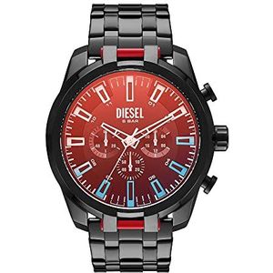 Diesel SPLIT horloge voor heren, uurwerk met chronograaf en siliconen, roestvrij staal of leren band, Donkergrijs spectrum, Armband