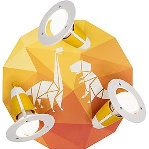 Elobra Dino Dinopoly Lamp voor kinderkamer, ronde dinosauruslamp, wandlamp voor kinderkamer, babykamer, oranje