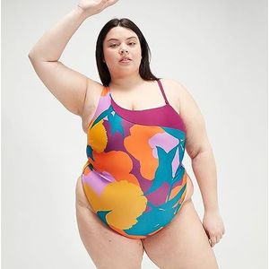 Speedo Printed Asymmetric Plus Size 1pce Maillot de bain pour femme, Ocean Depths/Mangue/Carrot Cake/Violet Fluo/Berry Cool, 44 grande taille