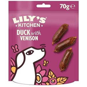 Lily's Kitchen Leckerli Eendenworst/Hert Scrumptious voor honden, 8 stuks, 70 g