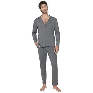 Trendyol Heren pyjama set effen antraciet XL, Antraciet