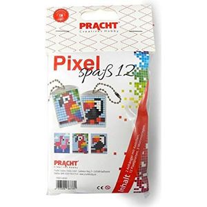 Pixel P90051-00505 12 grappige knutselset voor 2 sleutelhangers (medaillons) voor kinderen, eenvoudig aansluitsysteem, zonder strijken of lijmen, biologische kunststof strass-steentjes