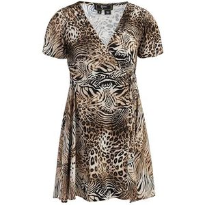 faina Mini-jurk voor dames met dierenprint 19227035-FA01, beige, XS, mini-jurk met dierenprint, XS, Mini-jurk met dierenprint, XS