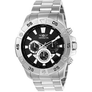 INVICTA Pro Diver Herenhorloge met chronograaf display en armband van roestvrij staal, zilverkleurig, zwart/zilver, armband, Zwart/Zilver, Armband