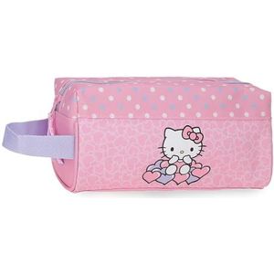 Hello Kitty Hearts & Dots, schooltas, schoudertas, gemaakt van polyester, roze, etui, Roze, etui