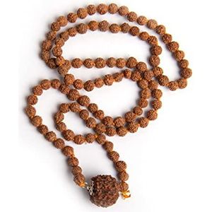 Wonder Care Mala van echte Himalaya Rudraksha zaden met 5 gezichten, religieus ornament, Japa Mala 8 mm, gemaakt in Nepal, Hout