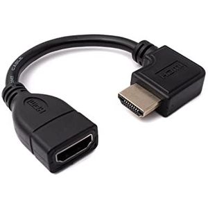 SYSTEM-S HDMI 1.4 kabel 15 cm standaard stekker naar bus adapter hoek zwart