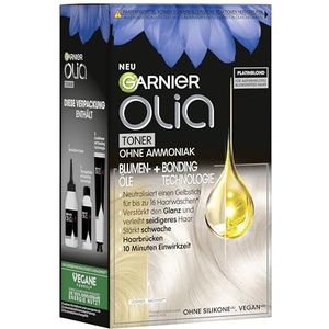 Garnier Olia Toner 10.01 platinablond, anti-vergeling, intensieve kleuring voor blond haar, voor strengen, balayage en schaduw, veganistische formule zonder ammoniak, voor glans en soepelheid