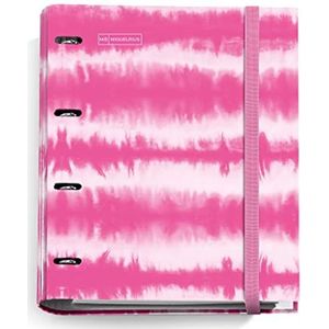 Miquelrius Tie Dye, 4-ringband + navulverpakking voor 100 vellen A4 met 5 mm raster, 90 g/m² papier, sluiting met elastiek, kleur neonroze