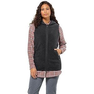 Jack Wolfskin Lange vest met lus W Fleece vest voor dames, zwart.