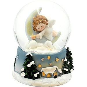 Dekohelden24 W10033271 Sneeuwbol met slapende engel op wolken, liefdevol gedecoreerde basis, afmetingen L x H: 6,5 x H x 9 cm, diameter bol