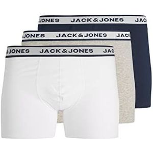 Jack & Jones Jacsolid Boxershorts voor heren, verpakking van 3 stuks, Lichtgrijs gemêleerd/verpakking: wit - marineblauwe blazer