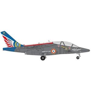 Herpa French Air Force Alpha Jet E - 705-RR, schaal 1/72, model, verzamelstuk, vliegtuig met standaard, metalen figuur