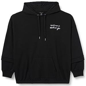 Armani Exchange Dames hoodie met strepen en contrasterend logo, zwart, S, zwart.