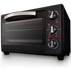 Grunkel - HR-28NRM - multifunctionele elektrische oven, 28 l, 3 verwarmingsfuncties, temperatuurregelaar tot 230 °C en 60 min timer, inclusief accessoires - 1600 W - zwart