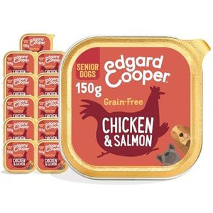 Edgard & Cooper Natvoer voor oudere honden, graanvrij, vers vlees en voedzaam orgaanvlees, natuurlijke ingrediënten (kip en zalm, 150 g (11 stuks))