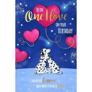 Wishing Well Carte d'anniversaire « To The One I Love, Dalmatians And Balloons », 15,2 x 23,9 cm