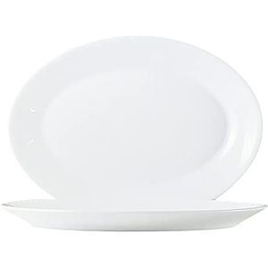 Arcoroc Hotelerie Blanc Uni platte borden, ovaal, 29 x 21,5 cm, 6 stuks