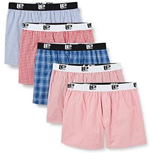 Lower East Multipacks: American Boxer Shorts met elastische tailleband heren (10 stuks), blauw / rood / blauw / rood