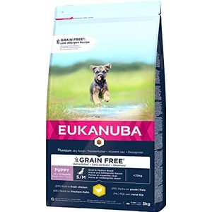 Eukanuba Graanvrij puppyvoer met kip voor kleine en middelgrote rassen - graanvrij droogvoer voor junior honden 3 kg