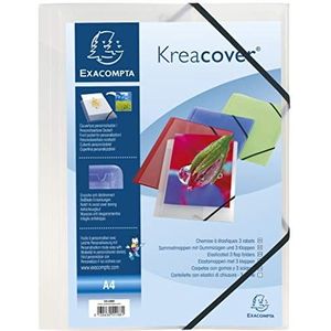 Exacompta Kreacover 55188E verzamelmap van polypropyleen, 3 kleppen en elastiek, DIN A4, 21 x 29,7 cm, transparant