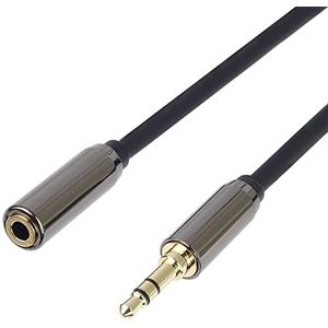 PremiumCord StereoJack verlengkabel 3,5 mm, stekker naar 3,5 mm StereoJack-stekker, AUX-headset, afgeschermd, metalen stekker, M/F, lengte 3 m