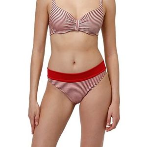 LOVABLE Slip Taille Haute Refined Jaquard Bikini Femme, Rayures rouges, XXL